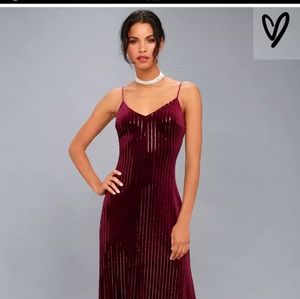 Lulu's burgundy velvet and sequins dress